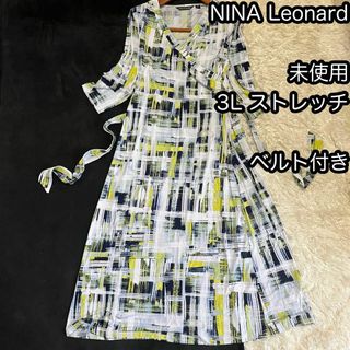 未使用【NINA LEONARD】3Lサイズ ストレッチカシュクールワンピース(ひざ丈ワンピース)