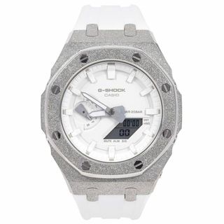 ジーショック(G-SHOCK)のG-SHOCK GA2100 メタル カスタム フロステッド ラバーバンド カシオーク ブラックベルト ステンレス製 艶消しモデル Frosted Edition CASIOAK シルバー(腕時計(アナログ))