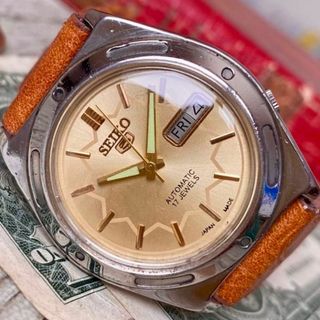 セイコー(SEIKO)の【個性的デザイン】セイコー5 メンズ腕時計 ゴールド 自動巻き ヴィンテージ(腕時計(アナログ))