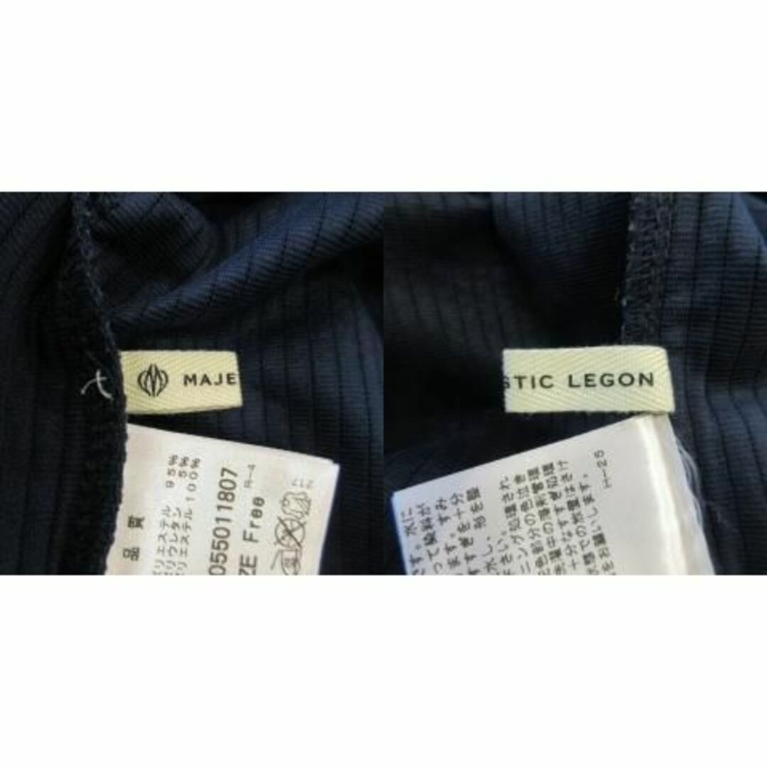 MAJESTIC LEGON(マジェスティックレゴン)のマジェスティックレゴン 半袖切替ブラウス リボン F 紺 230726AO21A レディースのトップス(シャツ/ブラウス(半袖/袖なし))の商品写真
