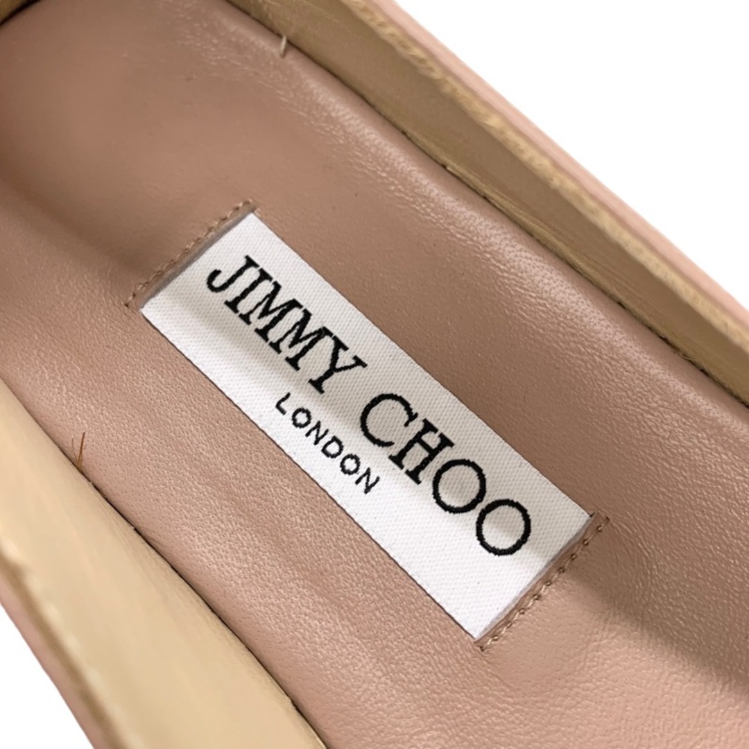 JIMMY CHOO(ジミーチュウ)のジミーチュウ JIMMY CHOO DRU フラットシューズ 靴 シューズ レザー ピンクベージュ ホワイト 未使用 エスパドリーユ パール レディースの靴/シューズ(スリッポン/モカシン)の商品写真