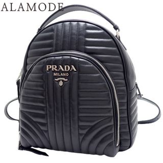 プラダ(PRADA)のPRADA(プラダ) ダイアグラム リュックサックリュック・バックパック 肩掛け ショルダー キルティング レザー ブラック黒 シルバー金具 1BZ030 レディース 40802085751【中古】【アラモード】(リュック/バックパック)