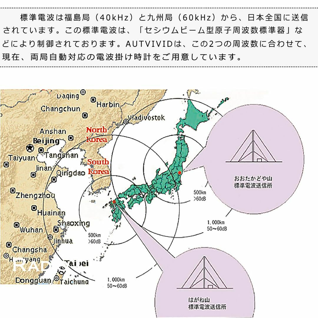 【色:ホワイト】AUTVIVID 掛け時計 電波時計 静音 木目調 連続秒針 壁 インテリア/住まい/日用品のインテリア小物(置時計)の商品写真