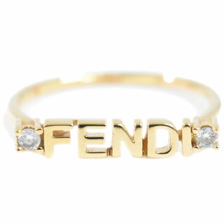 フェンディ(FENDI)の本物 フェンディ FENDI レタリング ロゴ リング 指輪 M 15号 GP ゴールドメッキ Lettering アクセサリー ジュエリー 中古(リング(指輪))
