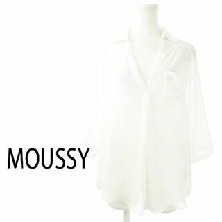 マウジー(moussy)のマウジー ロールアップシアースキッパーシャツ F 白 230727CK10A(シャツ/ブラウス(長袖/七分))