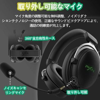 【グレー】PXN ゲーミングヘッドセット ゲーム用ヘッドホン 360°方向(ヘッドフォン/イヤフォン)