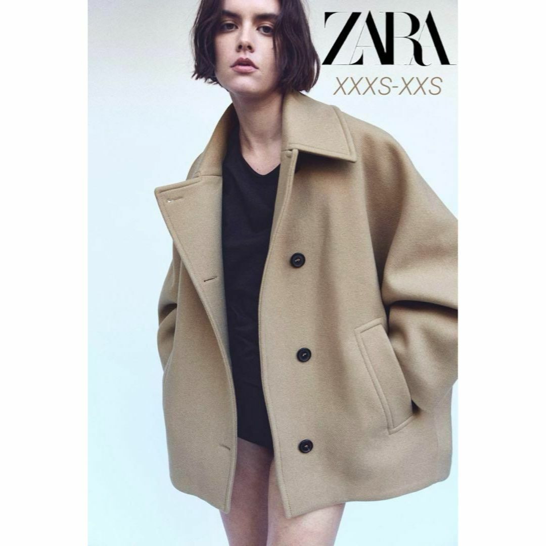 ZARA(ザラ)のZARA 【XXXS-XXS】オーバーサイズショートコート MANTECO レディースのジャケット/アウター(その他)の商品写真