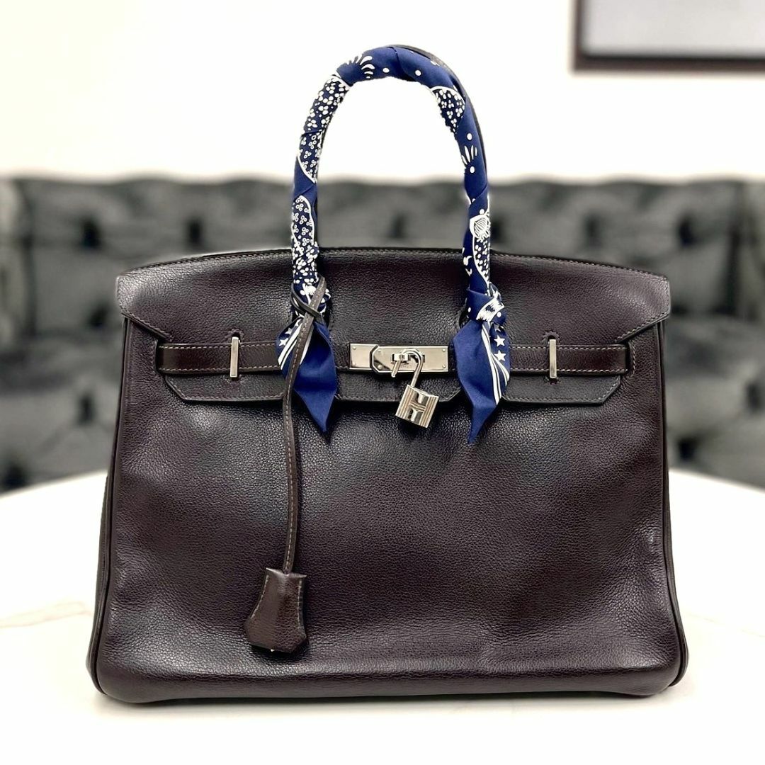 Hermes(エルメス)のエルメス　バーキン35　ショコラ　エプソン　ハンドバッグ　ツイリー付き　□M刻印 レディースのバッグ(ハンドバッグ)の商品写真