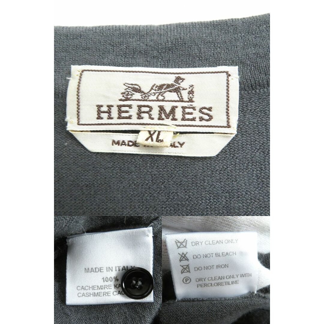 Hermes(エルメス)の美品△HERMES エルメス カシミヤ100％ Vネック ロングスリーブ/長袖 プルオーバーニット/セーター メンズ グレー×パープル XL イタリア製 メンズのトップス(ニット/セーター)の商品写真