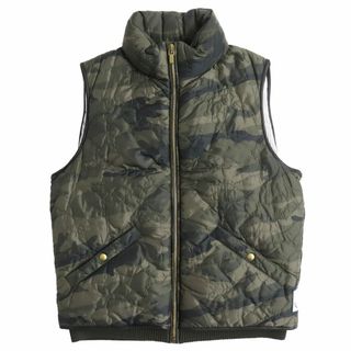 モンクレール(MONCLER)の極美品△正規品 モンクレール ガムブルー 23914334280 迷彩柄・カモフラージュ柄 レザーパイピング ダウンベスト メンズ カーキ系 2 伊製(ダウンベスト)