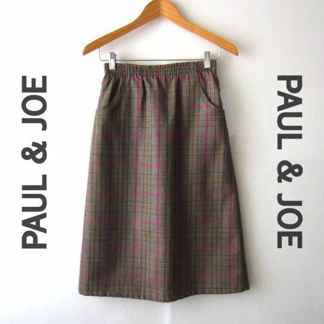 PAUL & JOE(ポールアンドジョー)の未使用品　PAUL&JOE／ポールアンドジョー★　ウール　チェック柄スカート レディースのスカート(ひざ丈スカート)の商品写真