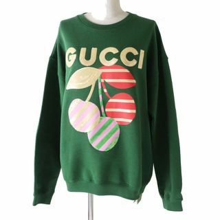 グッチ(Gucci)の未使用品◎伊製 23AW GUCCI グッチ 756354 レディース スパンコール コットン ジャージー スウェットシャツ／トレーナー グリーン M タグ付(トレーナー/スウェット)