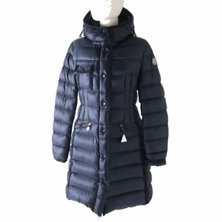 モンクレール(MONCLER)の美品◎MONCLER モンクレール HERMINE エルミンヌ レディース ワッペン・フード付き ロングダウンコート 美シルエット ネイビー 紺 1(ダウンコート)