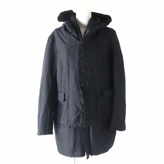 コムデギャルソン(COMME des GARCONS)の極美品★正規品 BLACK COMME des GARCONS ブラックコムデギャルソン 1L-J027 ヴィンテージ フード付 丸襟 レイヤードコート 黒 S 日本製(その他)