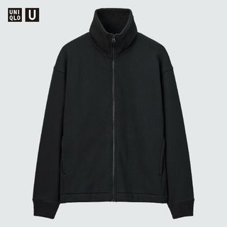 ユニクロ(UNIQLO)の【新品未使用】 ユニクロU ボアスウェットトラックジャケット ブラック L(ブルゾン)