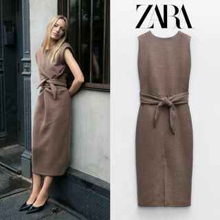 ザラ(ZARA)の30 ZARA キルティングワンピース ベルト S(ロングワンピース/マキシワンピース)