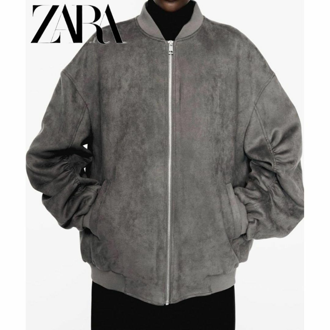 ZARA(ザラ)のZARA オーバーサイズ フェイクスエード ボンバージャケット M レディースのジャケット/アウター(ブルゾン)の商品写真