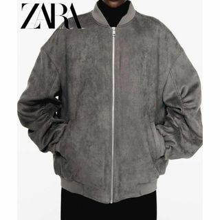 ザラ(ZARA)のZARA オーバーサイズ フェイクスエード ボンバージャケット M(ブルゾン)