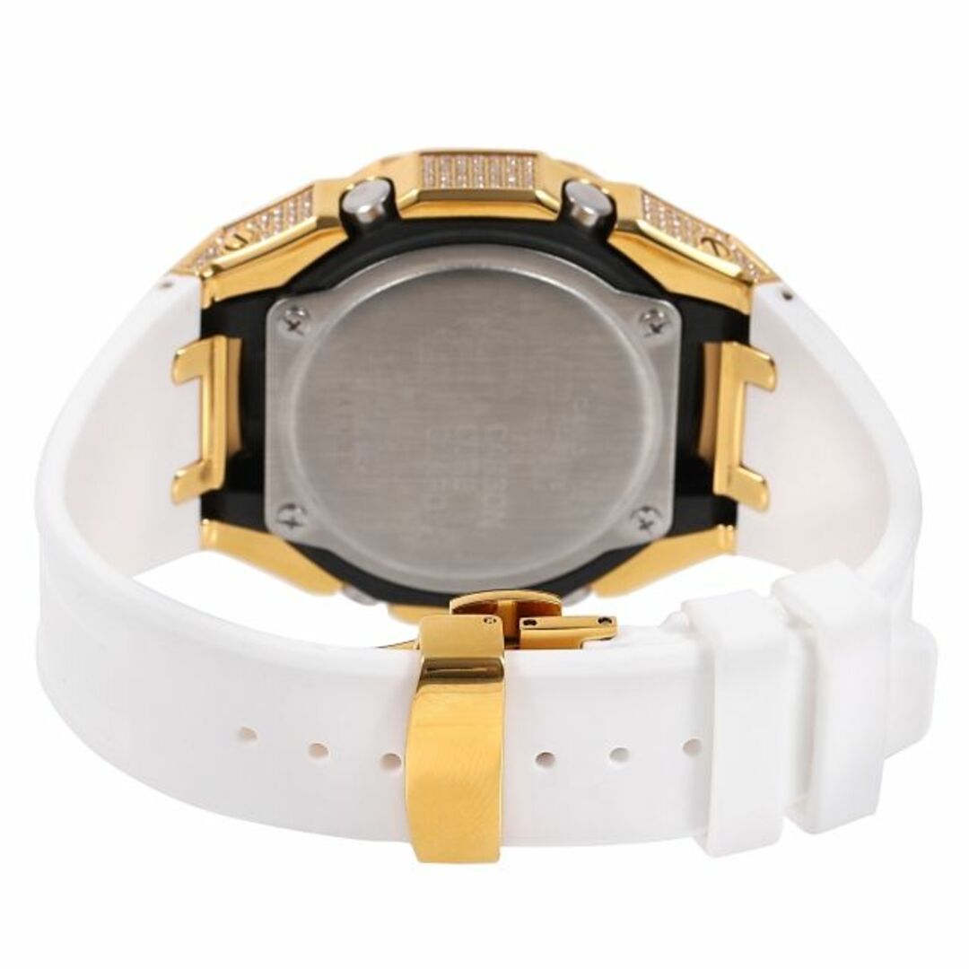 G-SHOCK(ジーショック)のG-SHOCK カシオーク GMA-S2100 ミドルサイズ メタル カスタム ホワイト文字盤 ラバーバンド CZダイヤ（キュービックジルコニア）ゴールドステンレス製 ホワイトベルト メンズの時計(腕時計(アナログ))の商品写真