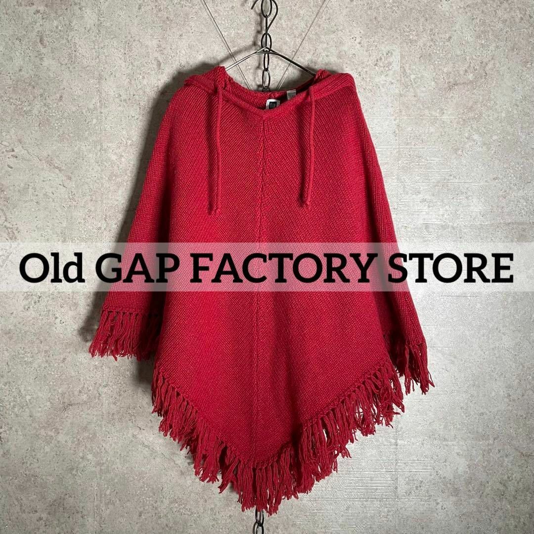 GAP(ギャップ)のオールド GAP FACTORY STORE ウールニットポンチョ フリンジ レディースのジャケット/アウター(ポンチョ)の商品写真