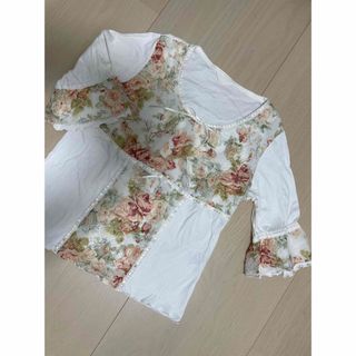 ☆美品　ピンクハウス  花柄二重　リボン　カットソー　Tシャツ　日本製