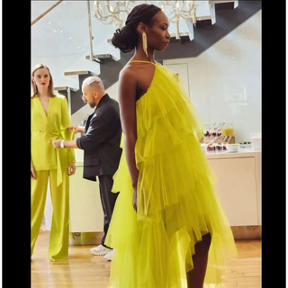 ビーシービージーマックスアズリア(BCBGMAXAZRIA)の❤️BCBGMAXAZRIA　新作新品　イエロー　ロングワンピース　ドレス　2色(ロングドレス)