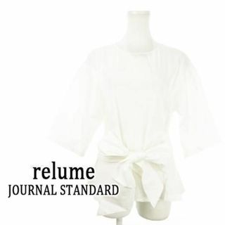 ジャーナルスタンダードレリューム(JOURNAL STANDARD relume)のレリューム 七分袖ブラウス ゆったり リボン 綿 F 白 230801AH6A(シャツ/ブラウス(長袖/七分))