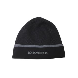 ルイヴィトン(LOUIS VUITTON)の極美品 LOUIS VUITTON ルイヴィトン ニット帽 ビーニー マイモノグラムエクリプス M73469 ブラック グレー ウール 中古 60649(ニット帽/ビーニー)