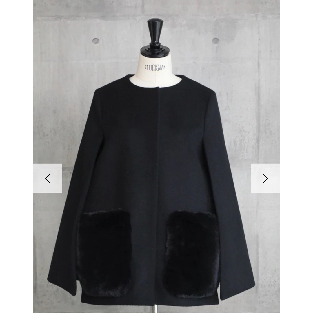 em.エムドット Eco fur cape coat ブラック em.エムドット Eco fur cape coat ブラック