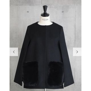 em.エムドット　Eco fur cape coat ブラック(ポンチョ)