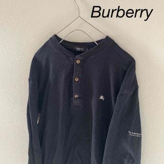 バーバリー(BURBERRY)のBurberryバーバリーロンtシャツラグランヘンリーネックブラックノバチェック(Tシャツ/カットソー(七分/長袖))