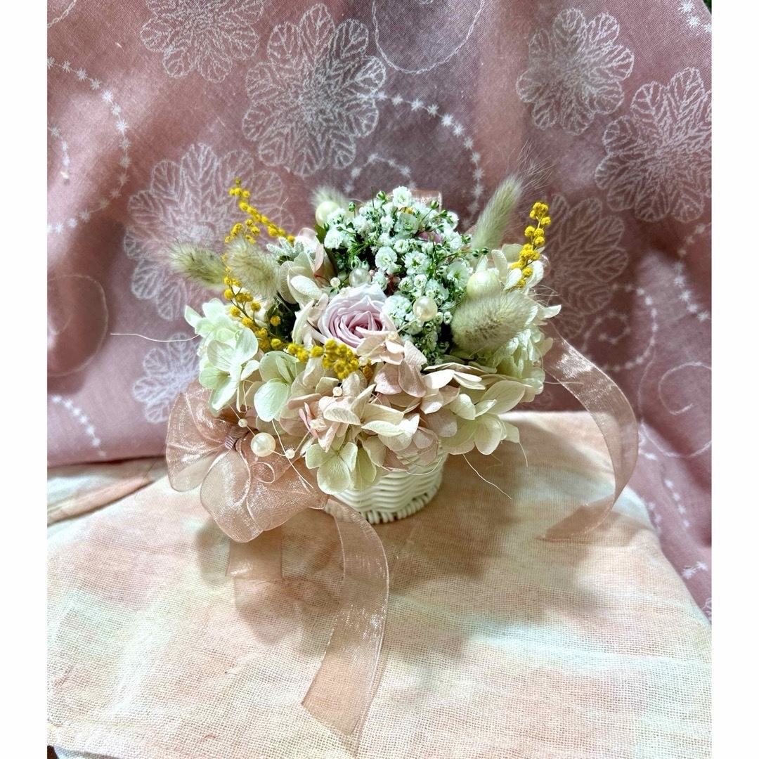 «472»花籠アレンジメント*プリザーブドフラワー*薔薇*母の日 ハンドメイドのフラワー/ガーデン(プリザーブドフラワー)の商品写真