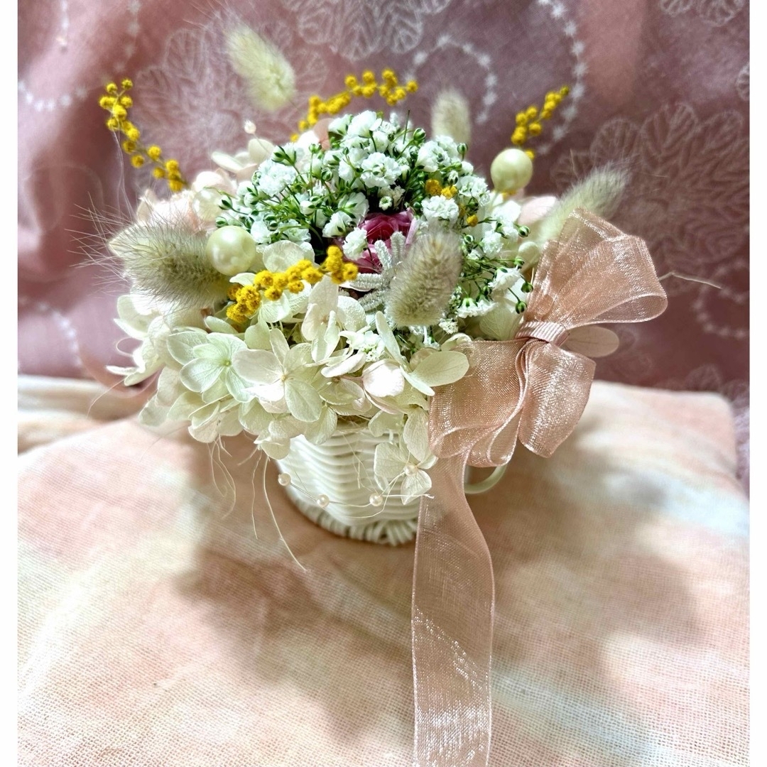 «472»花籠アレンジメント*プリザーブドフラワー*薔薇*母の日 ハンドメイドのフラワー/ガーデン(プリザーブドフラワー)の商品写真