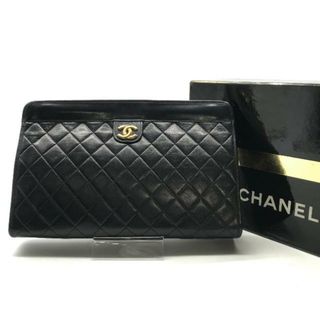 シャネル(CHANEL)の良品 CHANEL シャネル ココマーク マトラッセ ラムスキン クラッチ バッグ ブラック a2220(クラッチバッグ)