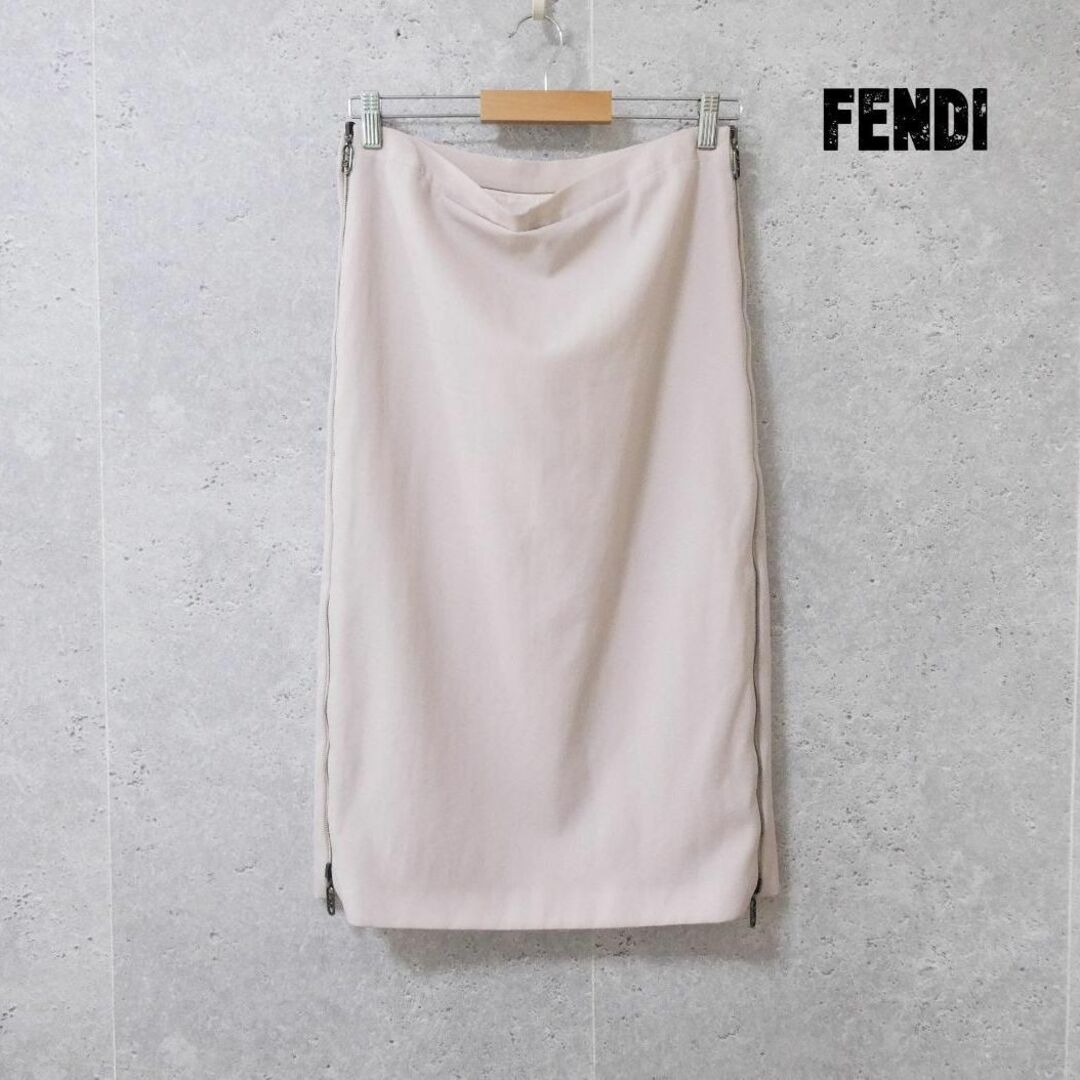 FENDI(フェンディ)の美品 FENDI サイドファスナー ミモレ丈 タイトスカート ロングスカート レディースのスカート(ロングスカート)の商品写真