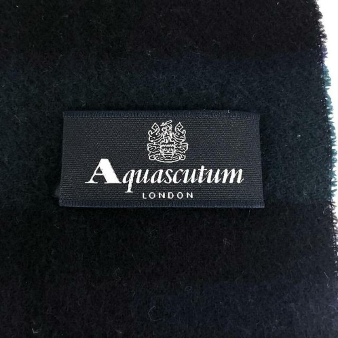 AQUA SCUTUM(アクアスキュータム)のAQUASCUTUM / アクアスキュータム | チェック フリンジ 大判ストール マフラー | ネイビー/ブラック/グリーン | レディース レディースのファッション小物(マフラー/ショール)の商品写真