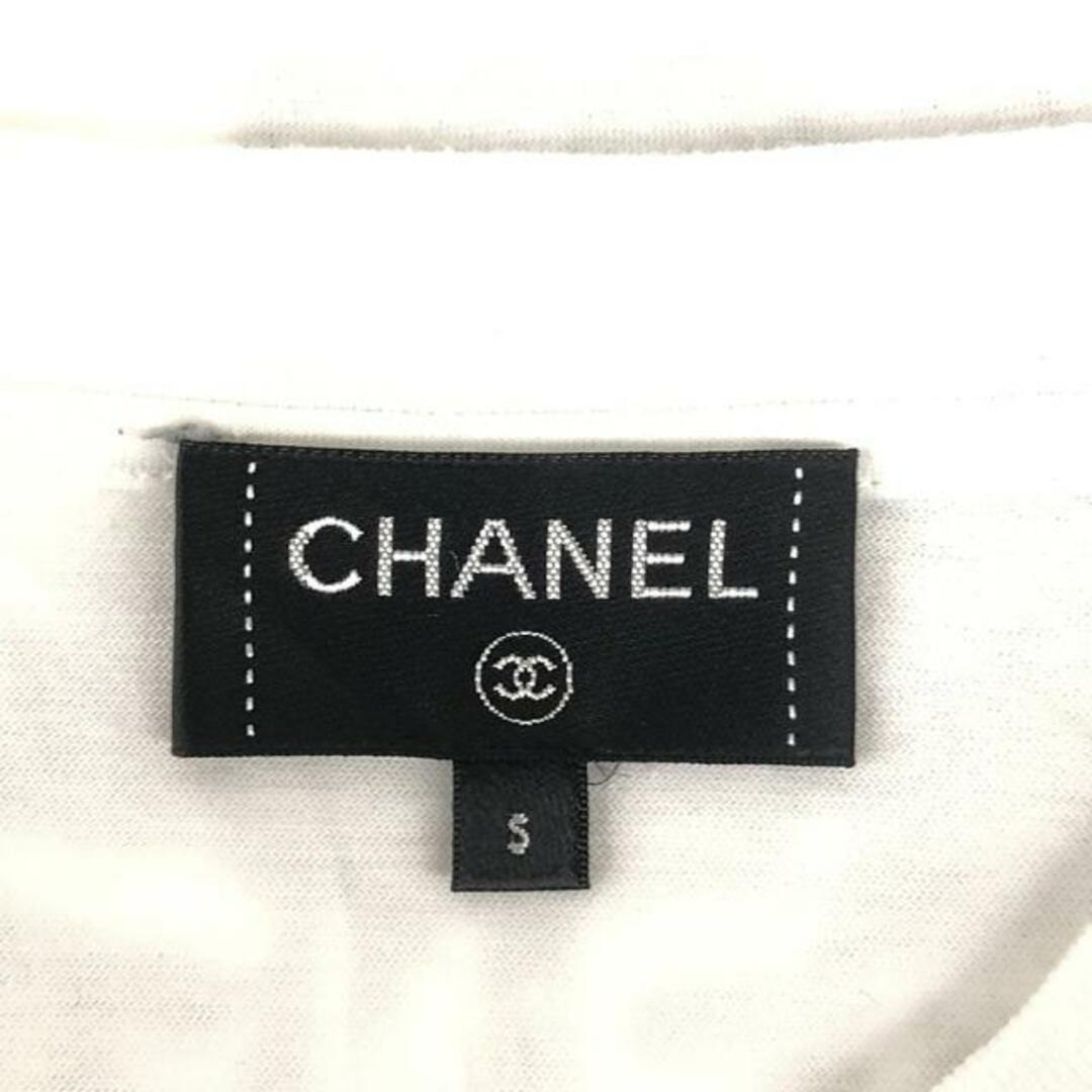 CHANEL(シャネル)のCHANEL / シャネル | ココマーク スパンコール装飾 プリント クルーネックカットソー | S | ホワイト | レディース レディースのトップス(Tシャツ(長袖/七分))の商品写真