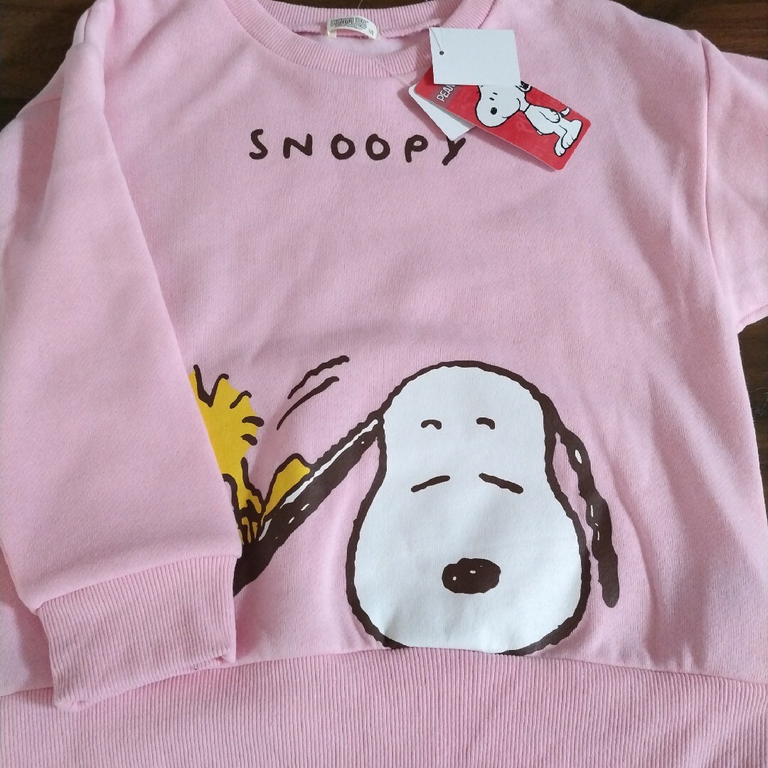 SNOOPY(スヌーピー)の新品PEANUTSスヌーピー裏起毛トレーナー110 キッズ/ベビー/マタニティのキッズ服女の子用(90cm~)(Tシャツ/カットソー)の商品写真