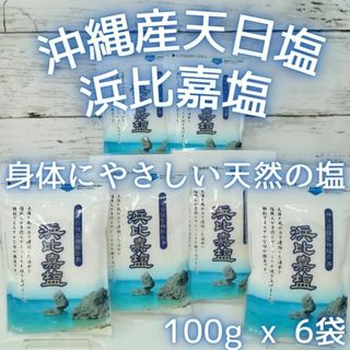 沖縄 天然塩 100g x 6袋 合計600g 浜比嘉塩　沖縄県産 お土産(調味料)