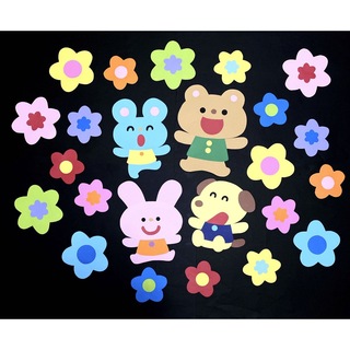 壁面飾り　入学　入園　卒業　卒園　春　3月　4月　お花いっぱい(型紙/パターン)
