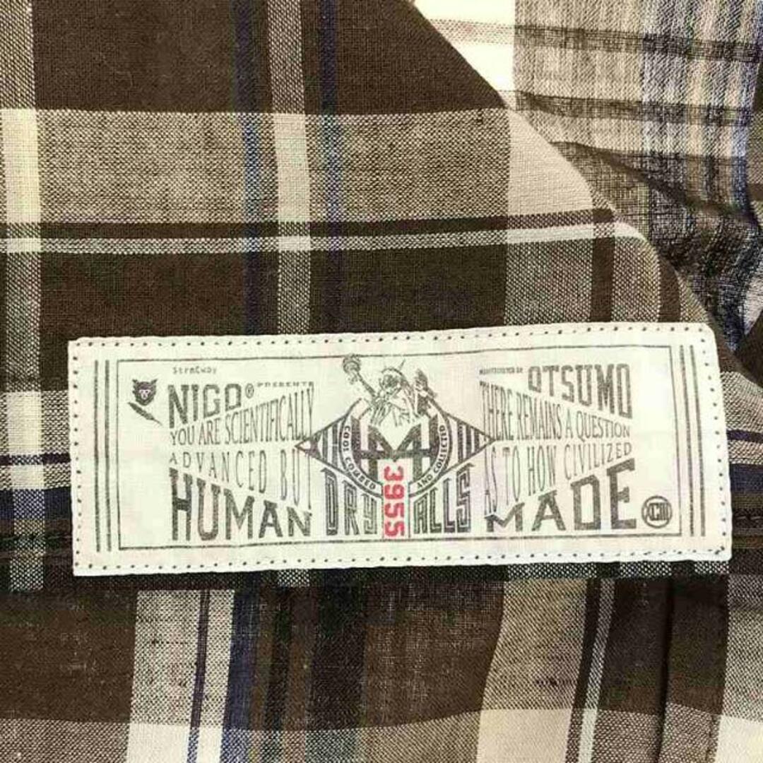 HUMAN MADE(ヒューマンメイド)のHUMAN MADE / ヒューマンメイド | コットン リネン チェック ボタンダウンシャツ | M | ブラウン系 | メンズ メンズのトップス(Tシャツ/カットソー(半袖/袖なし))の商品写真