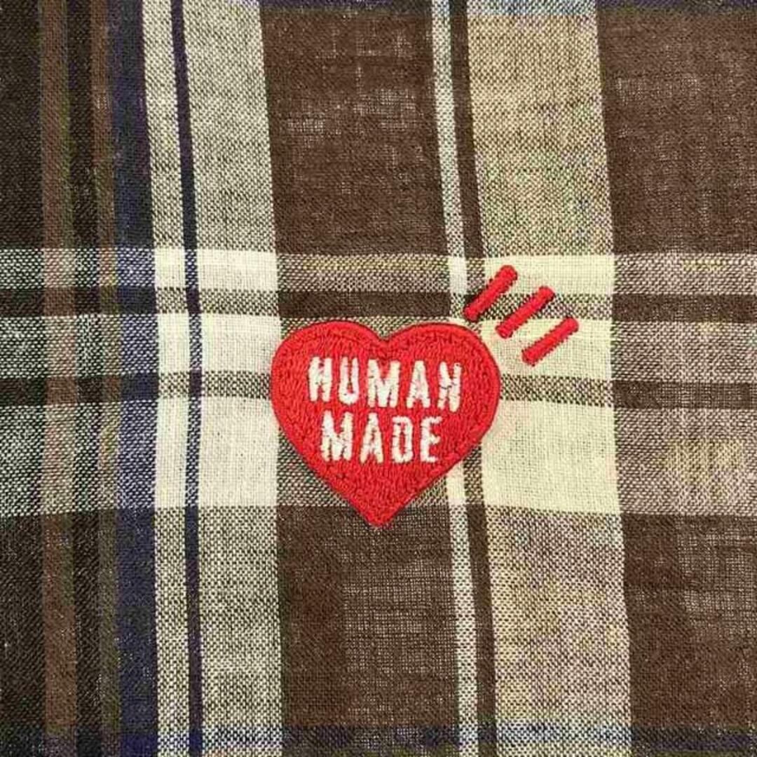 HUMAN MADE(ヒューマンメイド)のHUMAN MADE / ヒューマンメイド | コットン リネン チェック ボタンダウンシャツ | M | ブラウン系 | メンズ メンズのトップス(Tシャツ/カットソー(半袖/袖なし))の商品写真