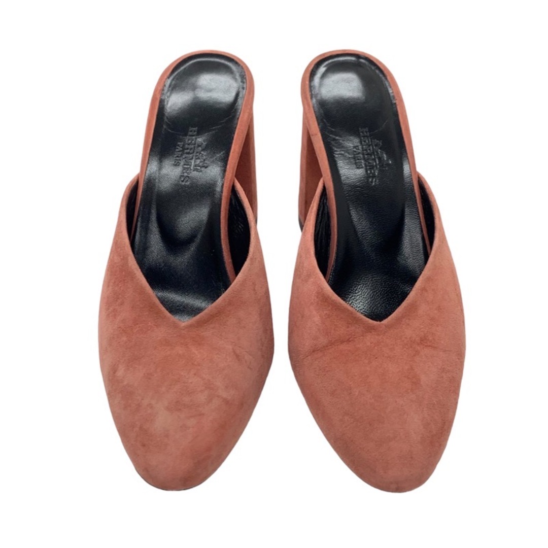 Hermes(エルメス)のエルメス HERMES サンダル ミュール パンプス 靴 シューズ スエード サーモンピンク レディースの靴/シューズ(サンダル)の商品写真