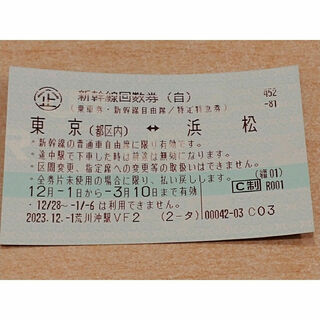 JR - 新幹線回数券　東京ー浜松