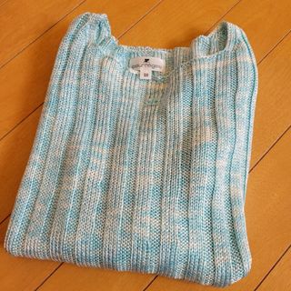 クレージュ(Courreges)のcourreges　クレージュ　春夏物　ニット　5分袖　綺麗なエメラルドグリーン(ニット/セーター)