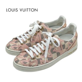 ルイヴィトン(LOUIS VUITTON)のルイヴィトン LOUIS VUITTON フロントローライン スニーカー 靴 シューズ モノグラム ダミエ レザー ピンク ベージュ(スニーカー)