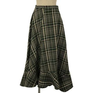 クラネ(CLANE)の【美品】  CLANE / クラネ | ASYMMETRY HEM CHECK スカート | 1 | グリーン | レディース(ロングスカート)