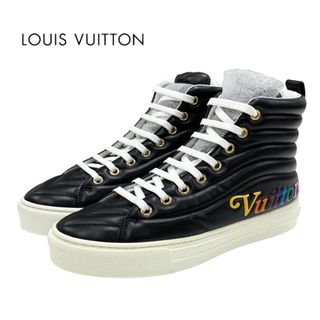 ルイヴィトン(LOUIS VUITTON)の未使用 ルイヴィトン LOUIS VUITTON ステラーライン スニーカー ハイカットスニーカー キルティング ロゴ レザー ブラック(スニーカー)