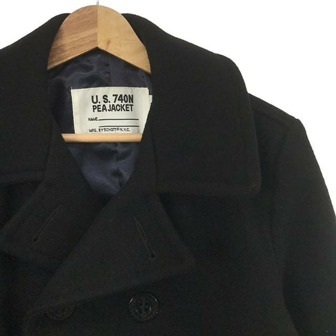 schott(ショット)のSCHOTT / ショット | × MEN'S BIGI U.S.740N PEA JACKET /  レザー切替 ウール ピーコート / 総裏地 | 36 | ブラック | メンズ メンズのジャケット/アウター(その他)の商品写真