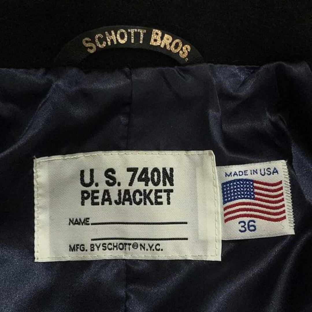 schott(ショット)のSCHOTT / ショット | × MEN'S BIGI U.S.740N PEA JACKET /  レザー切替 ウール ピーコート / 総裏地 | 36 | ブラック | メンズ メンズのジャケット/アウター(その他)の商品写真